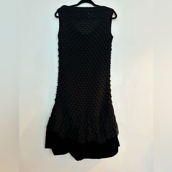 For Joseph Black Wool crochet Knit Velvet Lace Sweater Sheath Dress - Picture 3 of 5